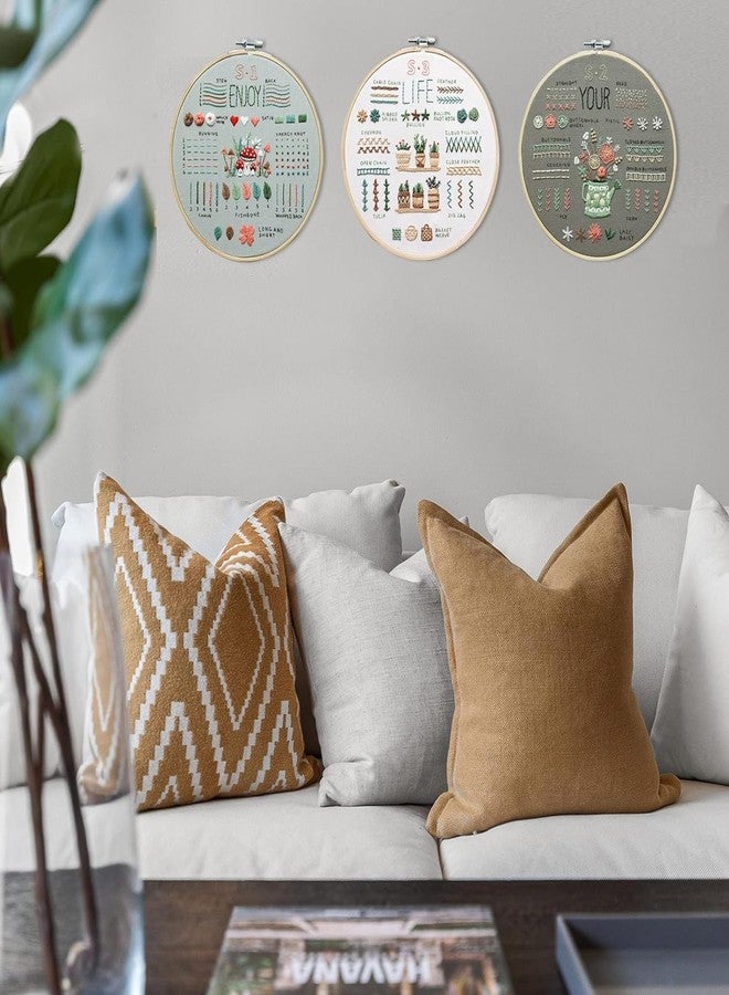 Zollyss Embroidery Kit for Beginners, 3 Pack with Pre-Printed Patterns, 7.8-inch Hoop, 10 Colours Thread, 33 Basic Stitches, Instructions - Image 5